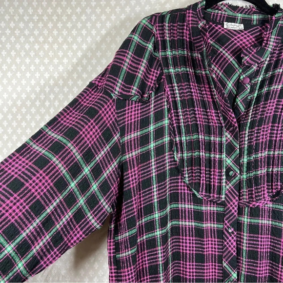 Free People Intimately Pink Plaid All About You Flannel Top - Picture 3 of 5